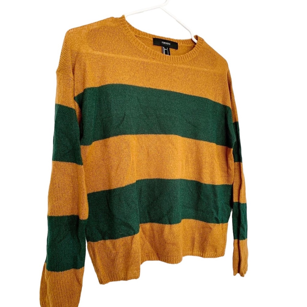 Dark Orange & Olive Green Striped Sweater